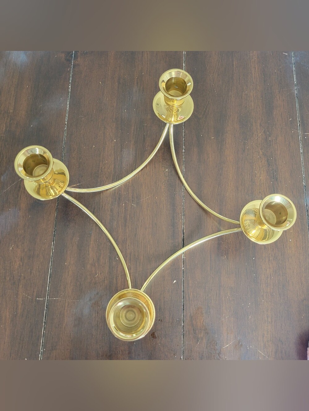 Brass Four Arm Candalabra Table Centerpiece